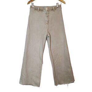 Women's Pants Ghanda Clothing Size 12 Sand Color Jeans Cotton High-Rise Wide Leg